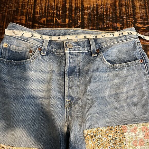 Levi's Blue Patchwork Straight Leg Jeans - Picture 9 of 11